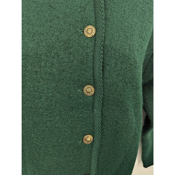 Vintage Tally-Ho 100% Wool Green Cardigan Jacket Gold Buttons Women’s Small - Picture 12 of 12